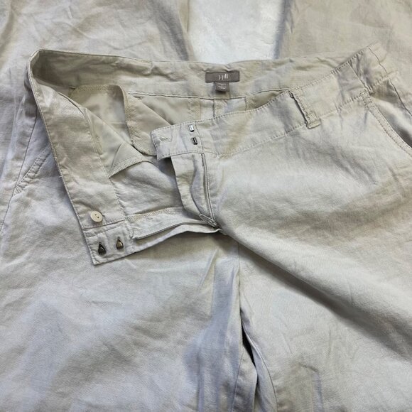 J. Jill Wide Leg Pants Women's Size 12 Stretch Khaki Linen Rayon Blend FLAW - Picture 6 of 15